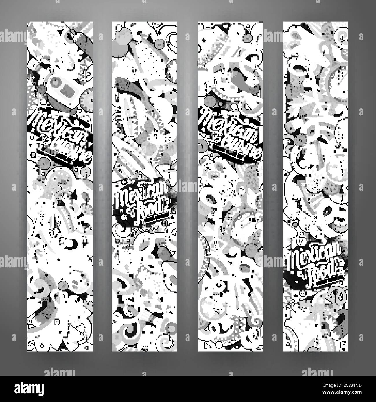 Cartoon mexikanische Lebensmittel doodles Banner Stock Vektor