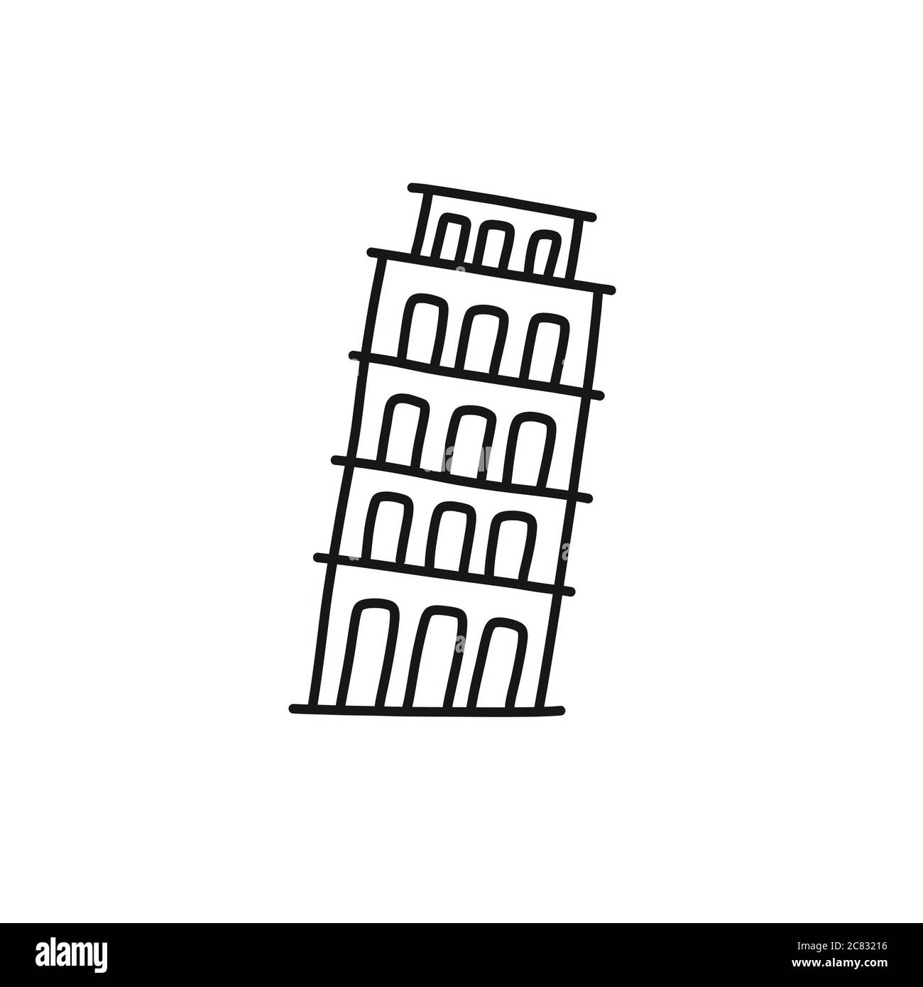 Turm von pisa Doodle Symbol, Vektor-Illustration Stock Vektor