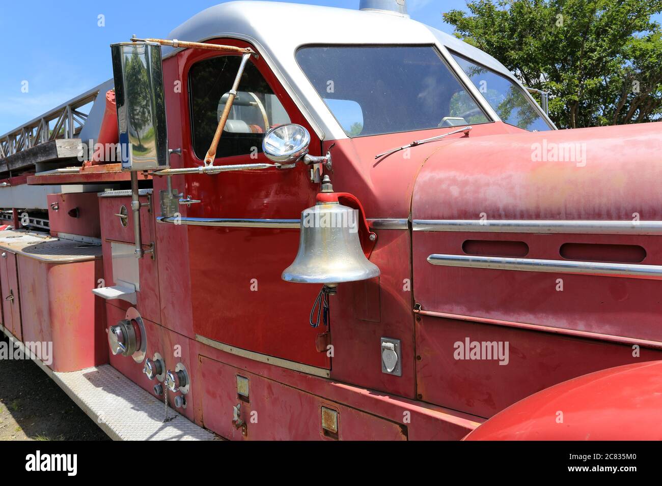 Alte Feuerwehrmaschine Long Island New York Stockfoto