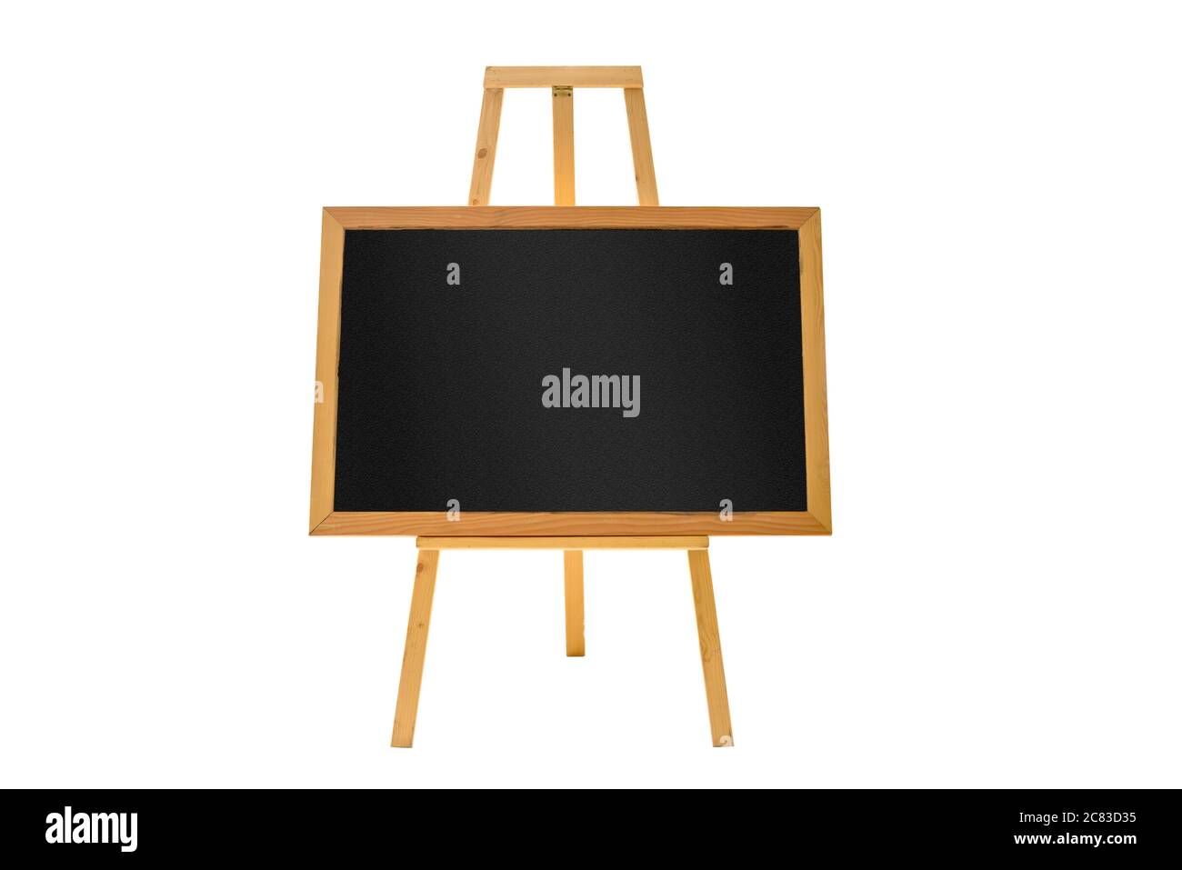 Kleine Tafel auf HolzStaffelei isoliert auf weißem Hintergrund Stockfoto