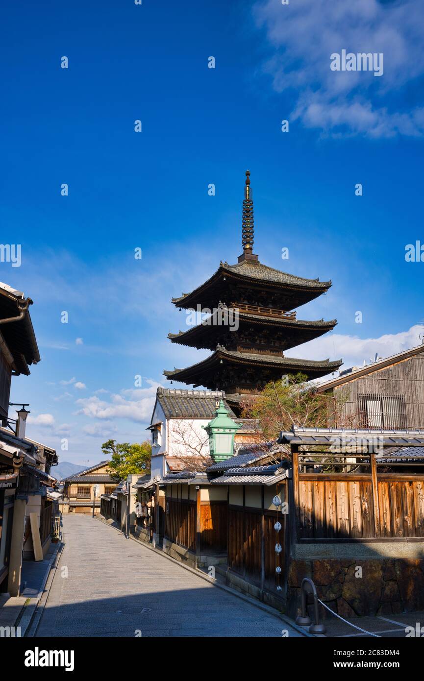 Yasaka Pagode und Sannen Zaka Street am Morgen, Kyoto Japan Stockfoto