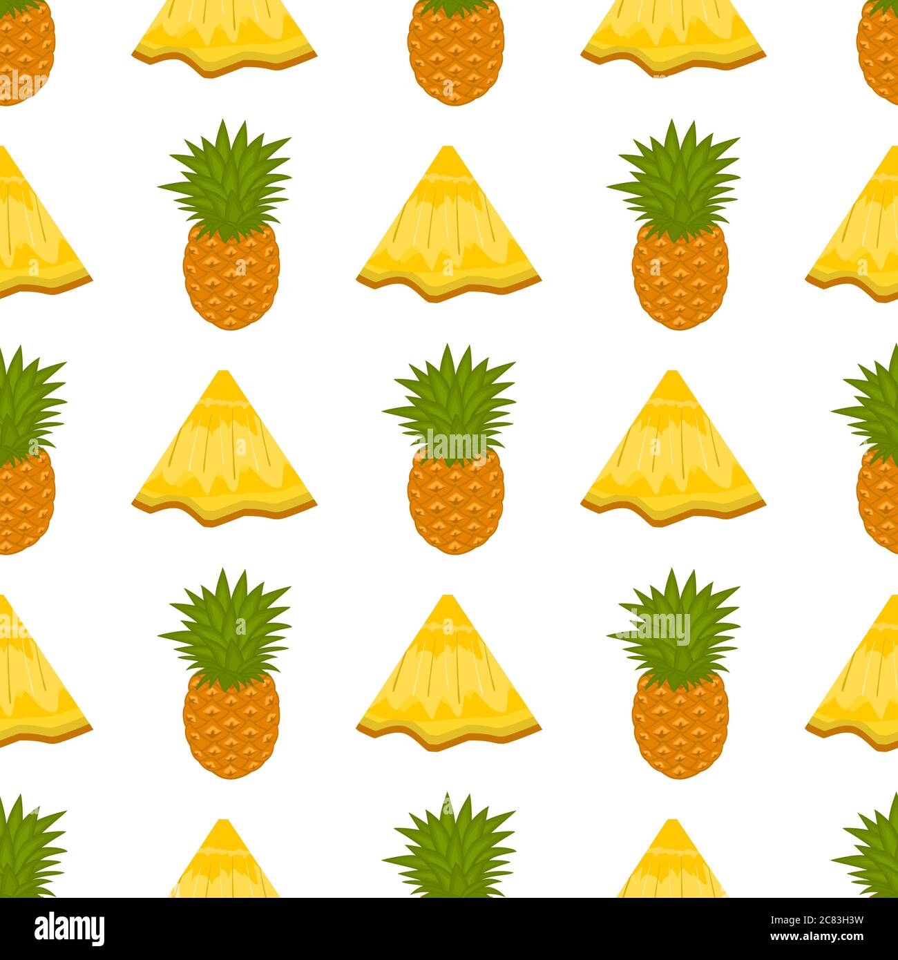 Abbildung zum Thema große farbige nahtlose Ananas, helles Fruchtmuster für die Dichtung. Fruchtmuster aus schöner, nahtloser Ananas. Stock Vektor