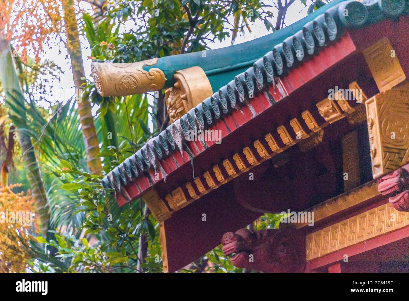 Pleiku, Vietnam - 11. Juli 2020: Minh Thanh Pagode, eine majestätische buddhistische architektonische Struktur in Pleiku Stadt, Provinz Gia Lai (Central Highland of V. Stockfoto
