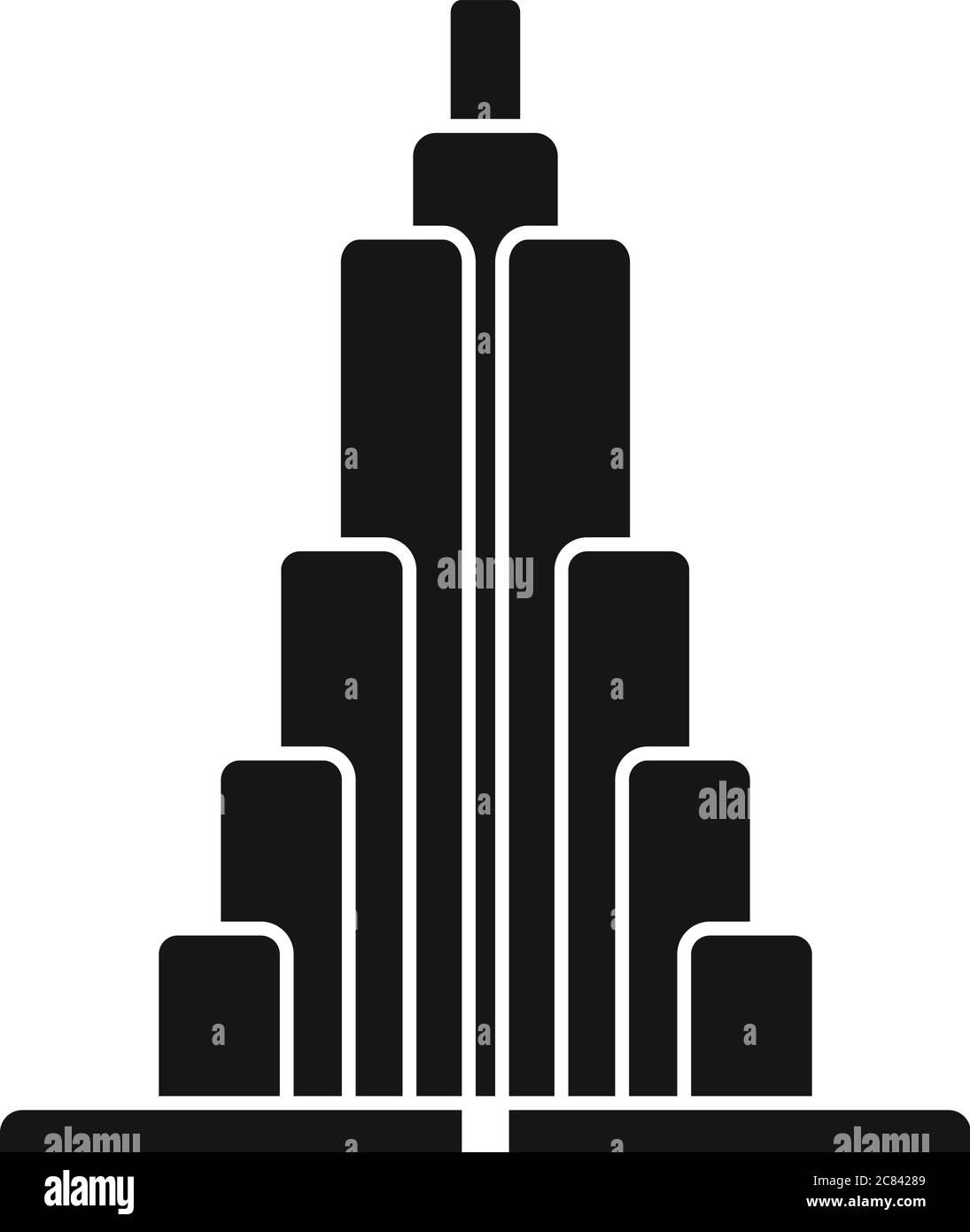 Treppen Dubai Gebäude Ikone. Einfache Illustration von Treppen Dubai Gebäude Vektor-Symbol für Web-Design isoliert auf weißem Hintergrund Stock Vektor