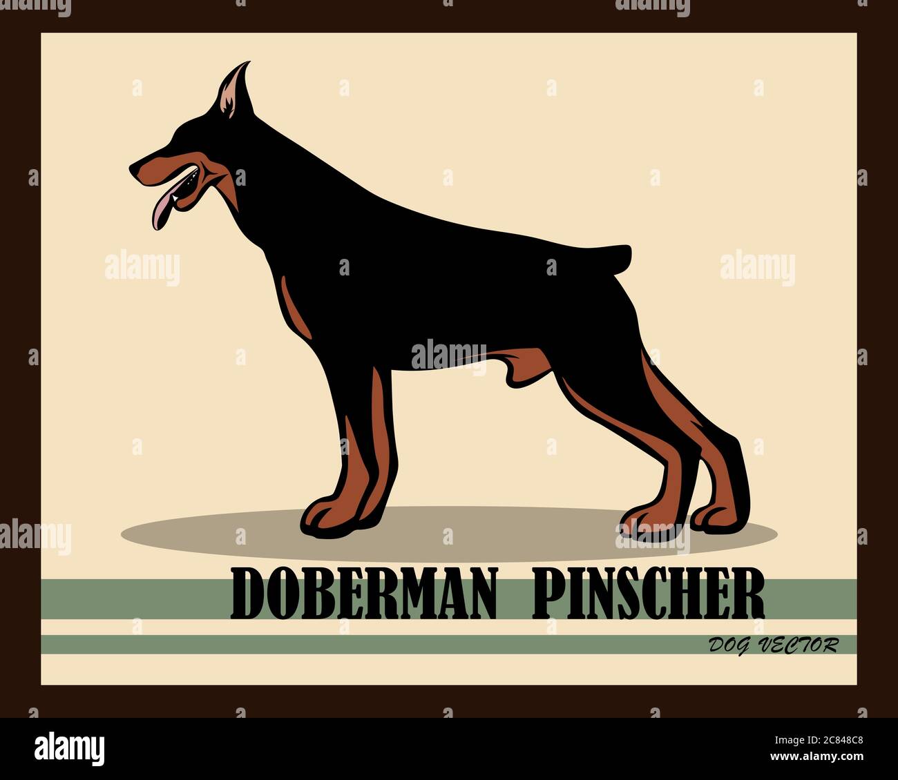 Vektor Illustration Logo eines Dobermann Pinscher Hundes. Es steht. Stock Vektor