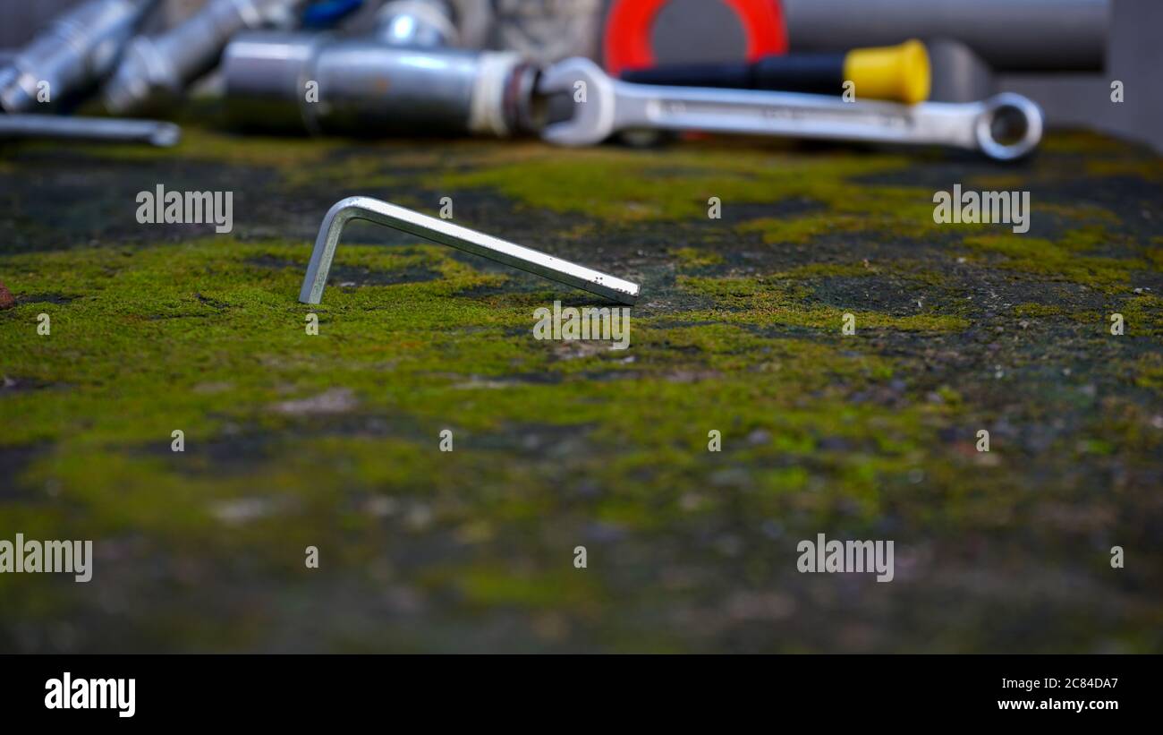 Schließen Sie den Schraubenschlüssel Stockfoto