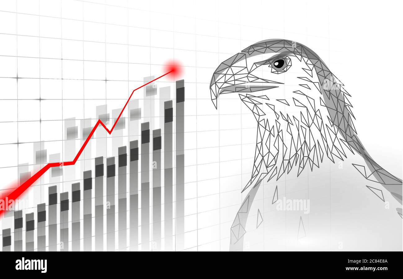 Adler sitzend Vogel Profil. Amerikanisches nationales Symbol. Low poly blau polygonal wirtschaftlich wachsende Grafik Trend Politik Konzept Vektor Illustration Stock Vektor