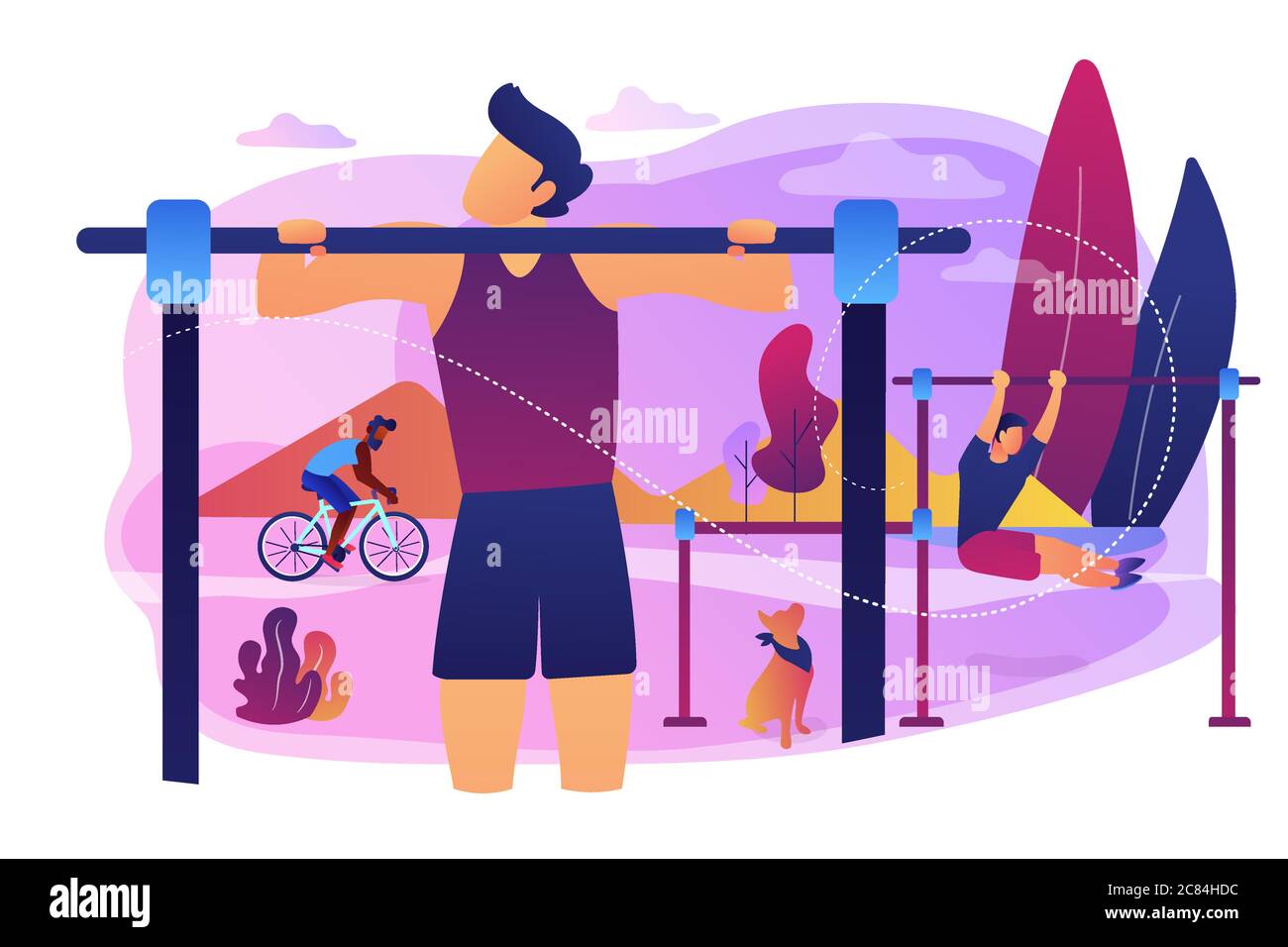 Vektorgrafik für Outdoor-Workout-Konzepte. Stock Vektor