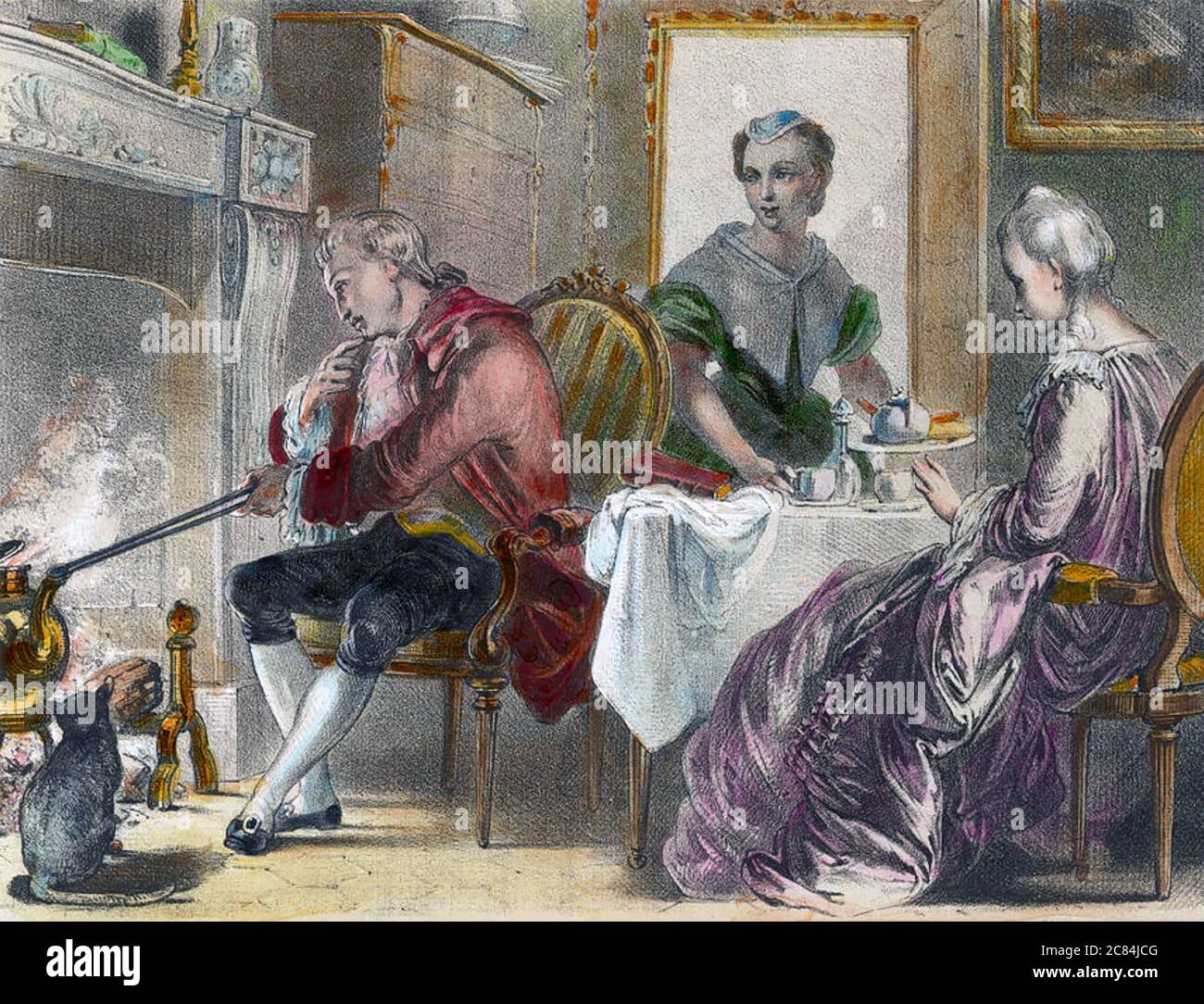 DENIS PAPIN (1647-1713) der französische Physiker denkt über die Dampfkräfte nach, die zur Erfindung seines Dampffermesters führen. Stockfoto
