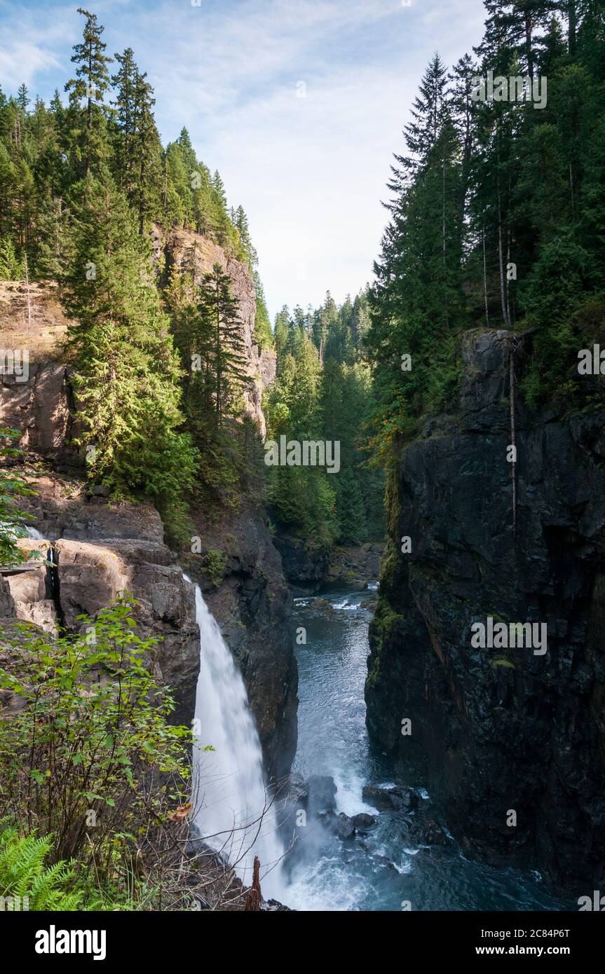 Elk Falls, Campbell River, Vancouver Island, British Columbia, Kanada. Stockfoto