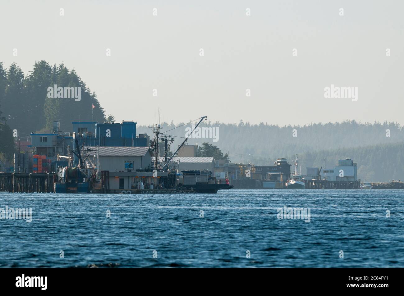 Fischkannereien, Ucluelet, Vancouver Island, British Columbia, Kanada. Stockfoto