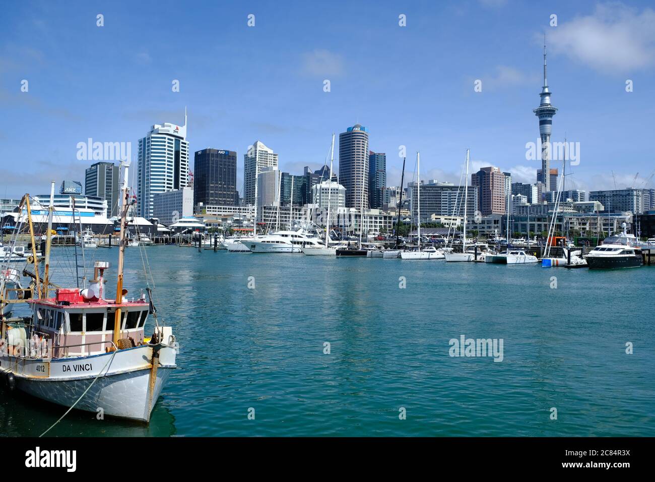 Neuseeland Auckland - Blick auf die Stadt vom Viaduct Marina Stockfoto