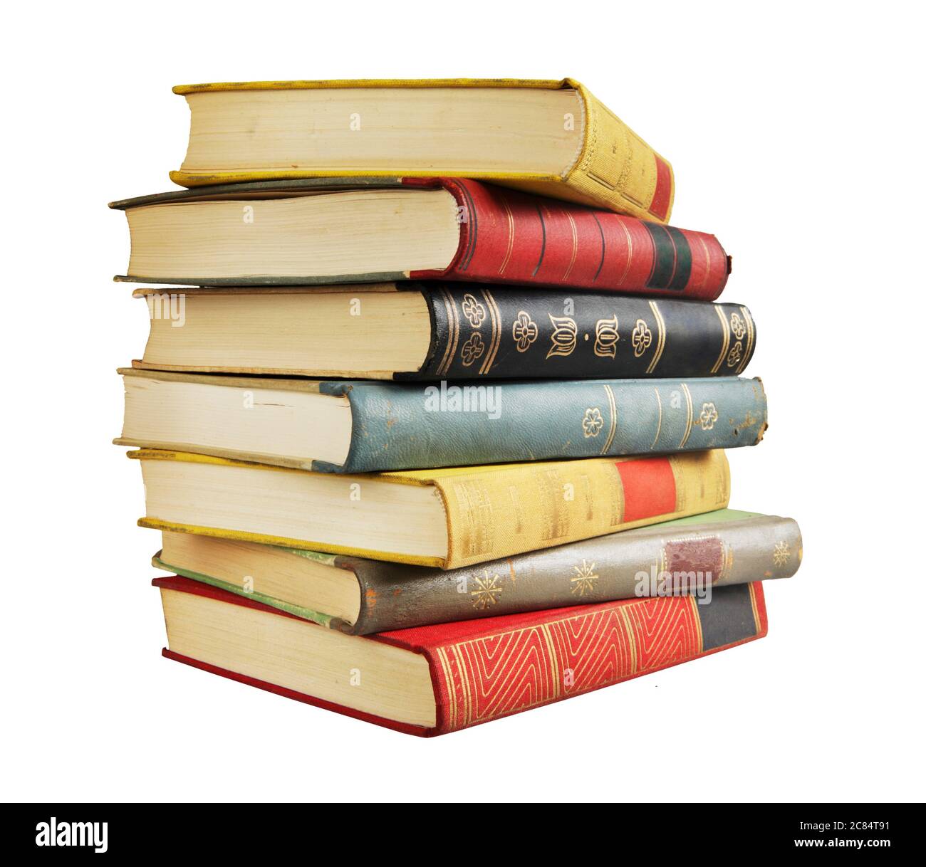 Hirsch von Vintage-Büchern, isoliert auf weißem Hintergrund, freier Kopierplatz Stockfoto