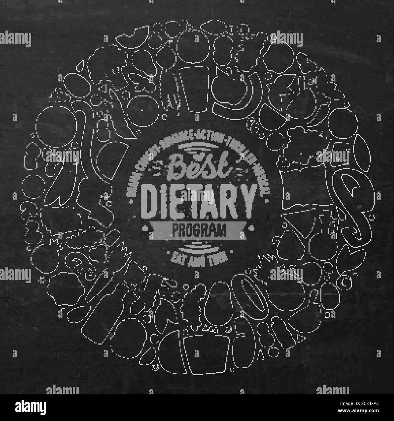 Set von Vektor-Cartoon Doodle Diät Lebensmittel-Objekte Stock Vektor