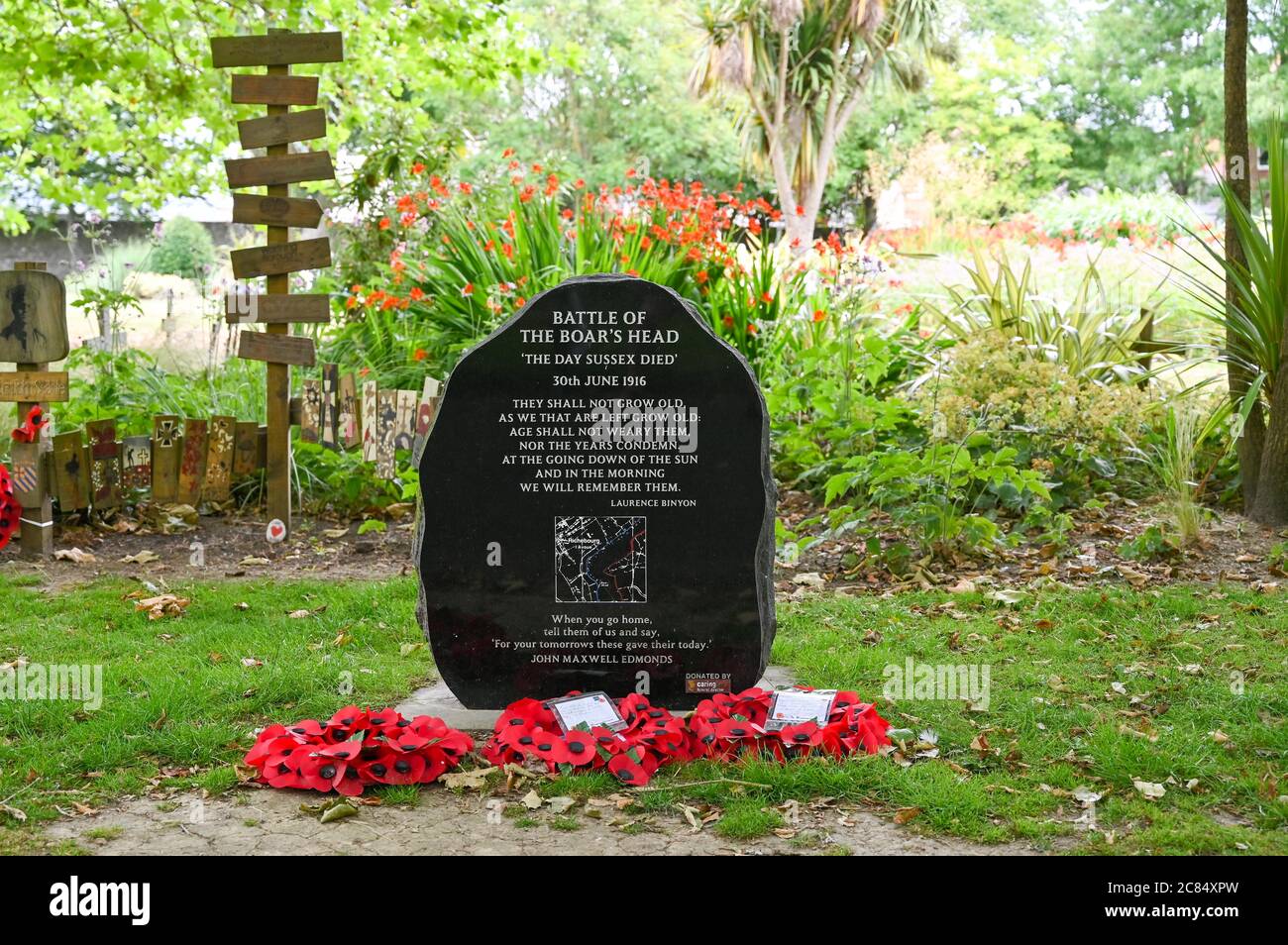 Schlacht von Boar's Head war Memorial in Beach House Park Gardens Worthing UK gewidmet, um diejenigen, die ihr Leben im Jahr 1916 verloren Stockfoto