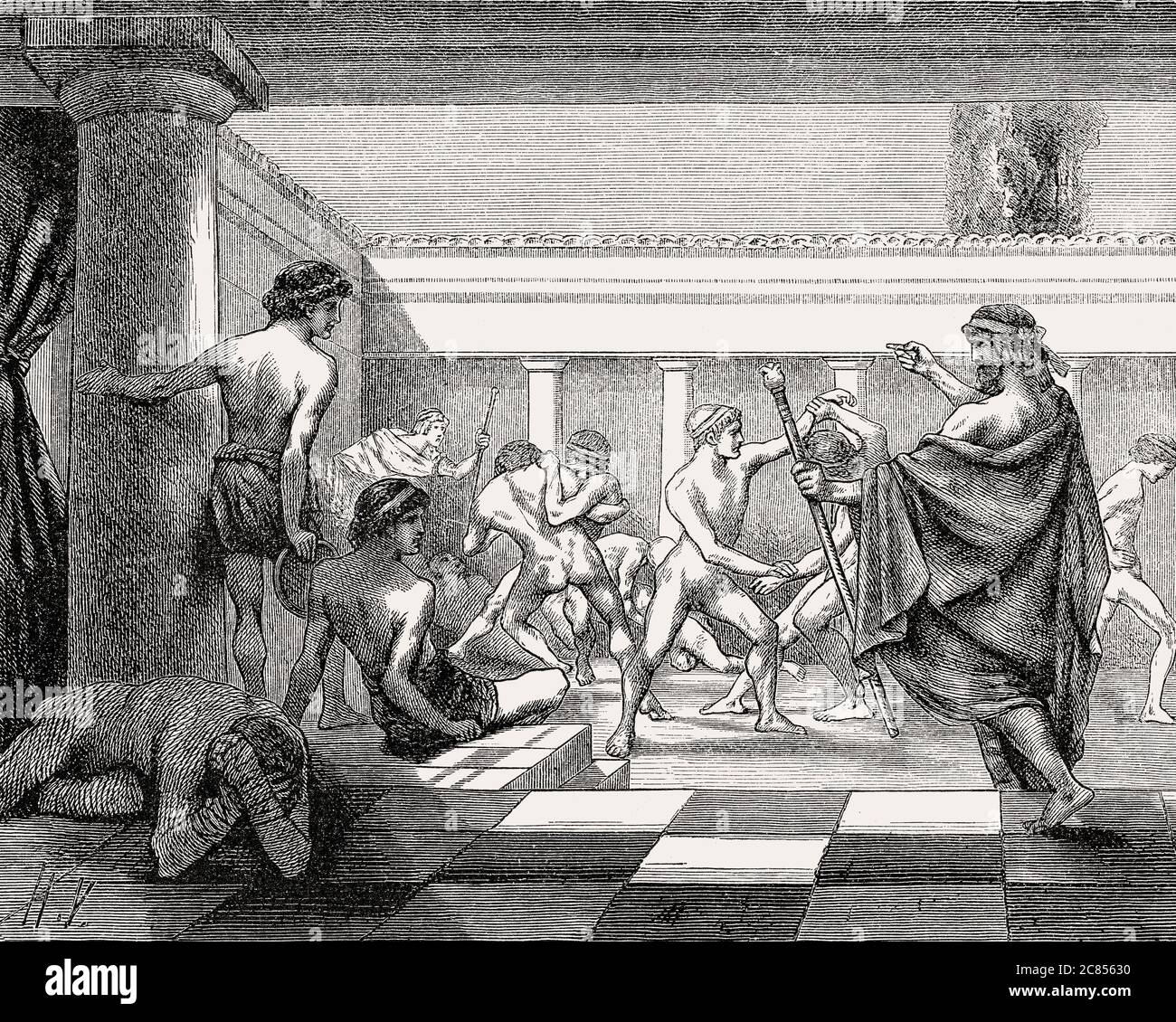 Junge Spartaner im Dromos von Sparta, antiken Griechenland trainieren Stockfoto