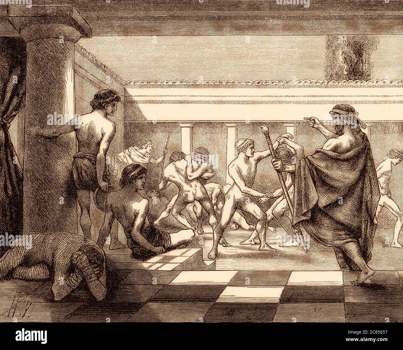 Junge Spartaner im Dromos von Sparta, antiken Griechenland trainieren Stockfoto