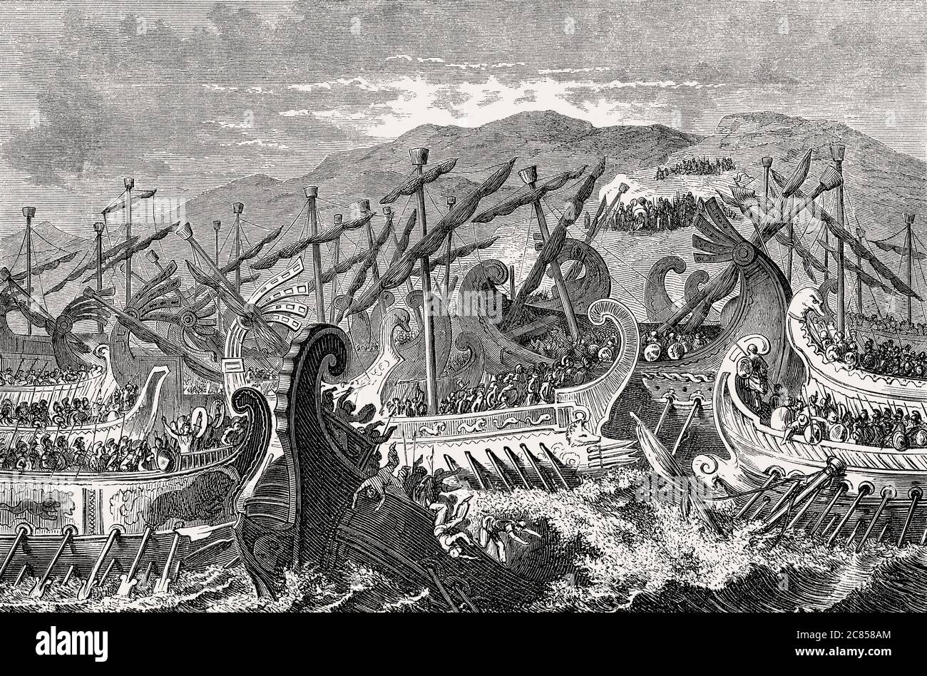 Die Schlacht von Salamis 480 v. Chr. kämpfte zwischen griechischen Stadtstaaten und das persische Reich Stockfoto