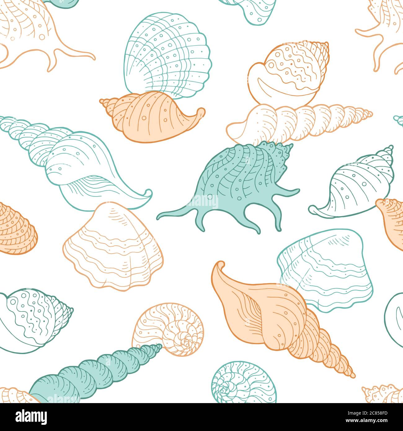 Shell Grafik Farbe nahtlose Muster Hintergrund Skizze Illustration Vektor Stock Vektor