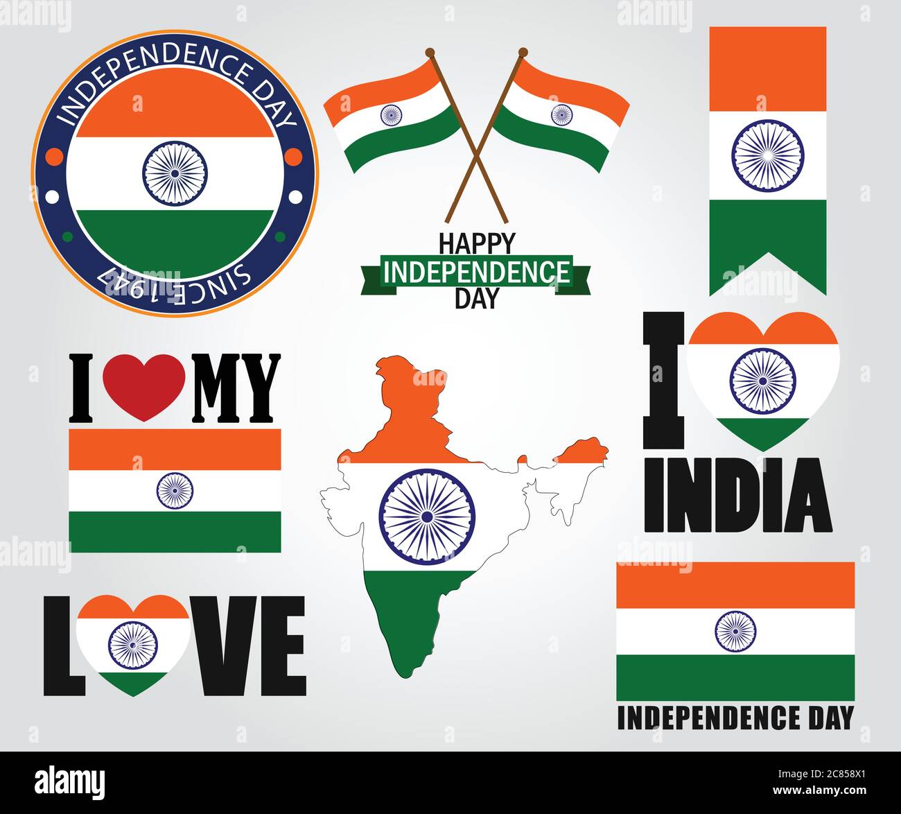 Happy Independence Day Indien Vektor Illustration.Indian Independence Day Konzept mit Text 15. August.Flagge Designs. Stock Vektor