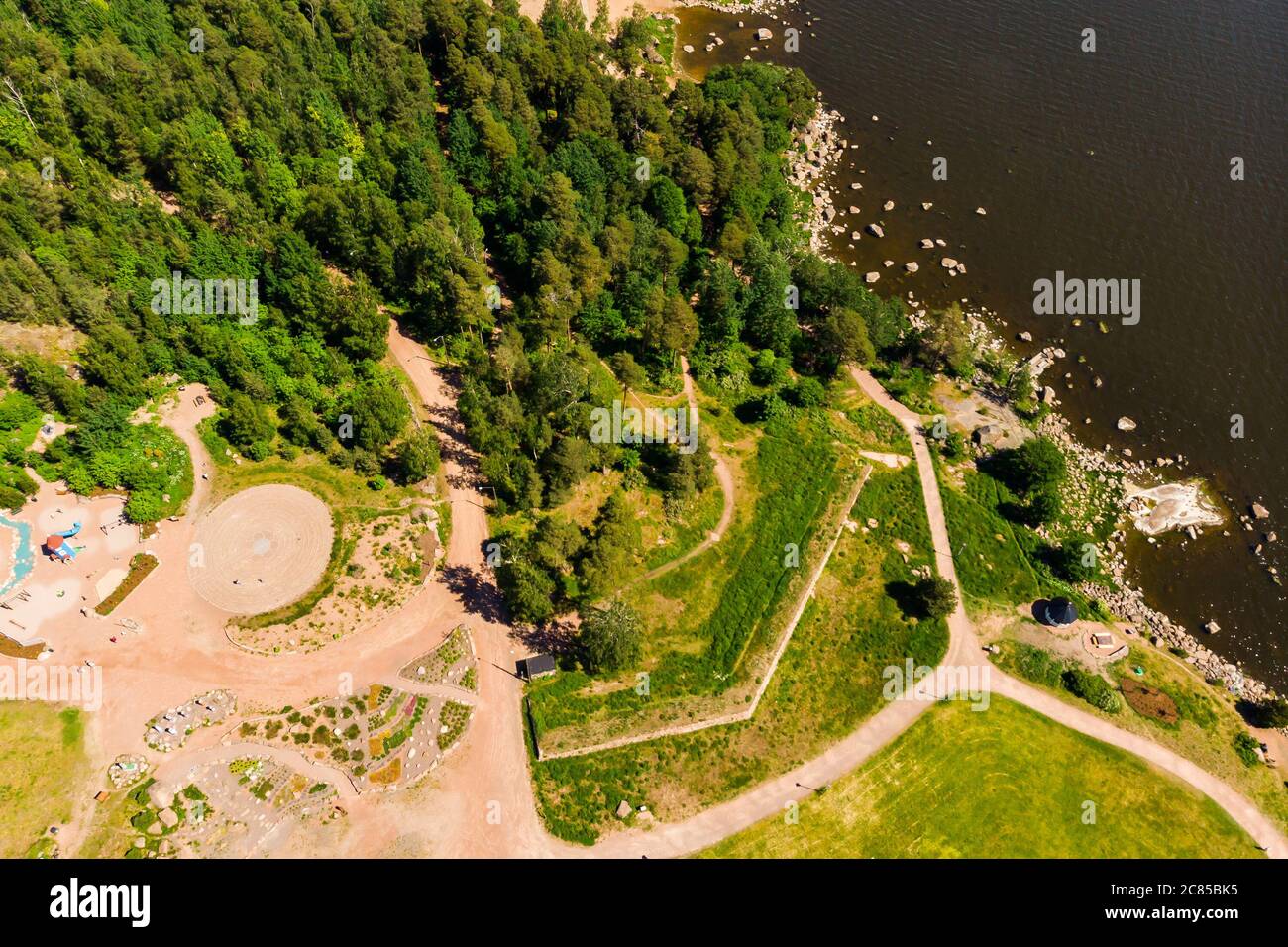 Luftaufnahme des Katariina Seaside Park, Kotka, Finnland Stockfoto
