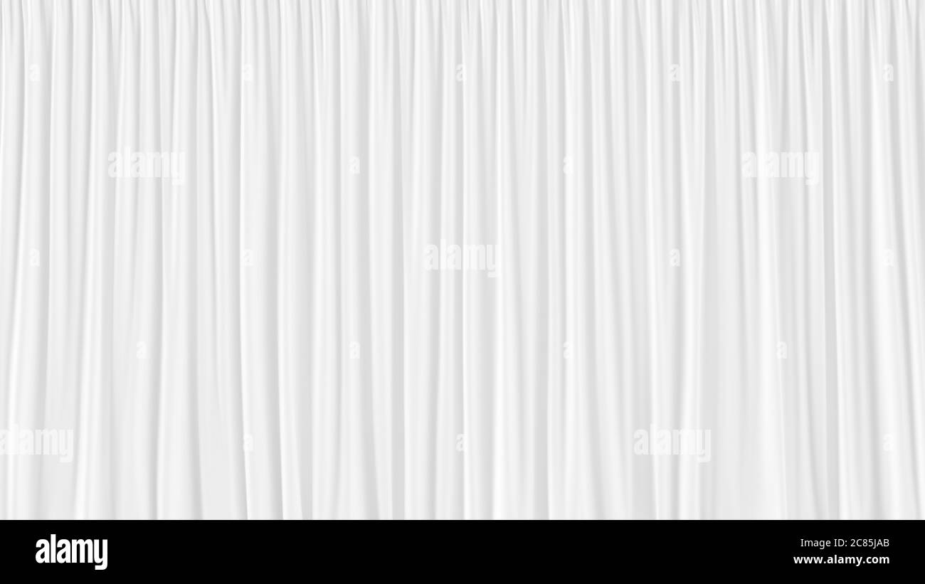 Schöne weiße winkende Vorhänge abstrakten 3D Hintergrund. Weiß gewellte Seide Tuch Hintergrund. Seidenvorhänge aus weichem Luxus-Stoff. 3d-Rendering. Stockfoto