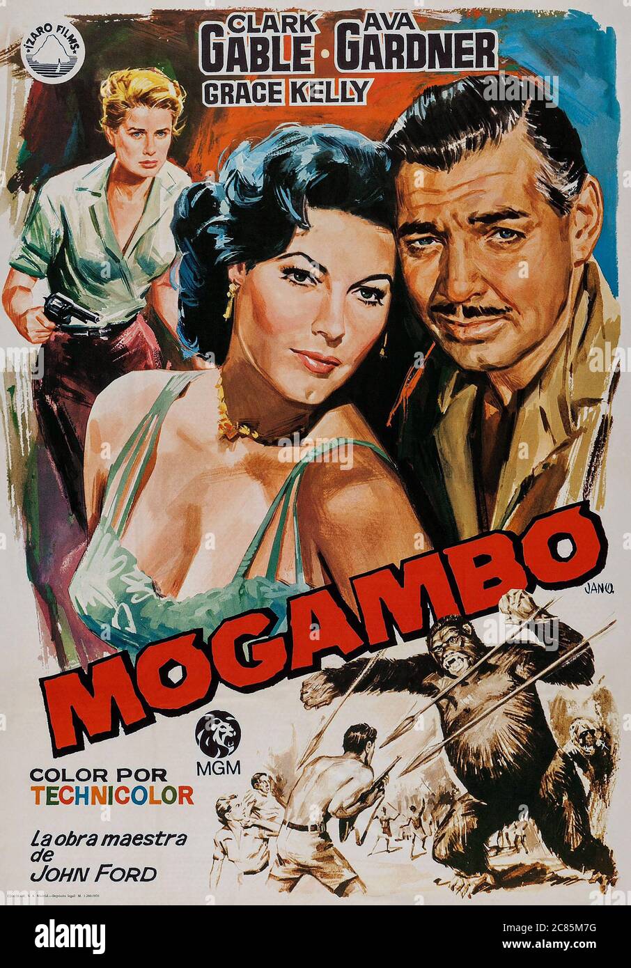 Mogambo Jahr : 1953 USA Regie : John Ford Ava Gardner, Clark Gable, Grace Kelly Spanisches Poster Stockfoto