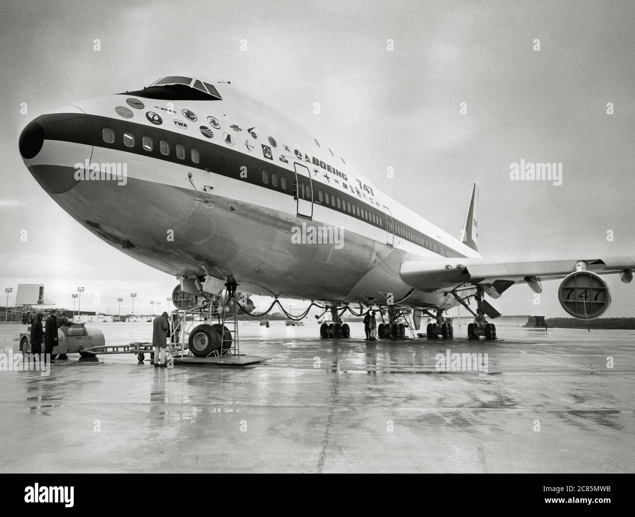 Die Boeing 747, das erste amerikanische Verkehrsjet- und Frachtflugzeug in  Serienfertigung, wurde im Februar 1969 erstmals in den USA eingesetzt  Stockfotografie - Alamy