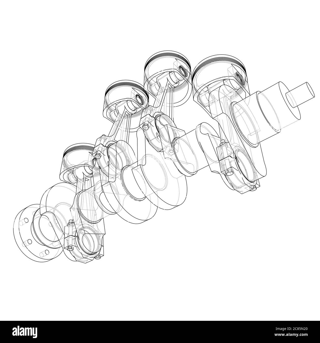 Motorkolben – Übersicht 3d-Illustration Stockfoto