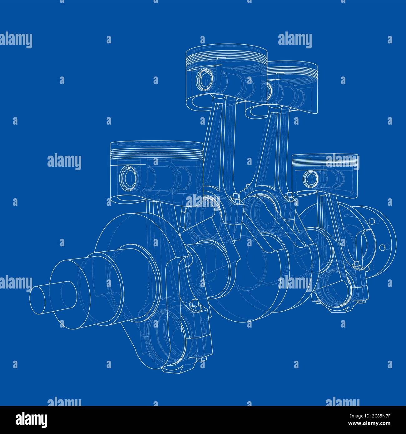 Motorkolben – Übersicht 3d-Illustration Stockfoto