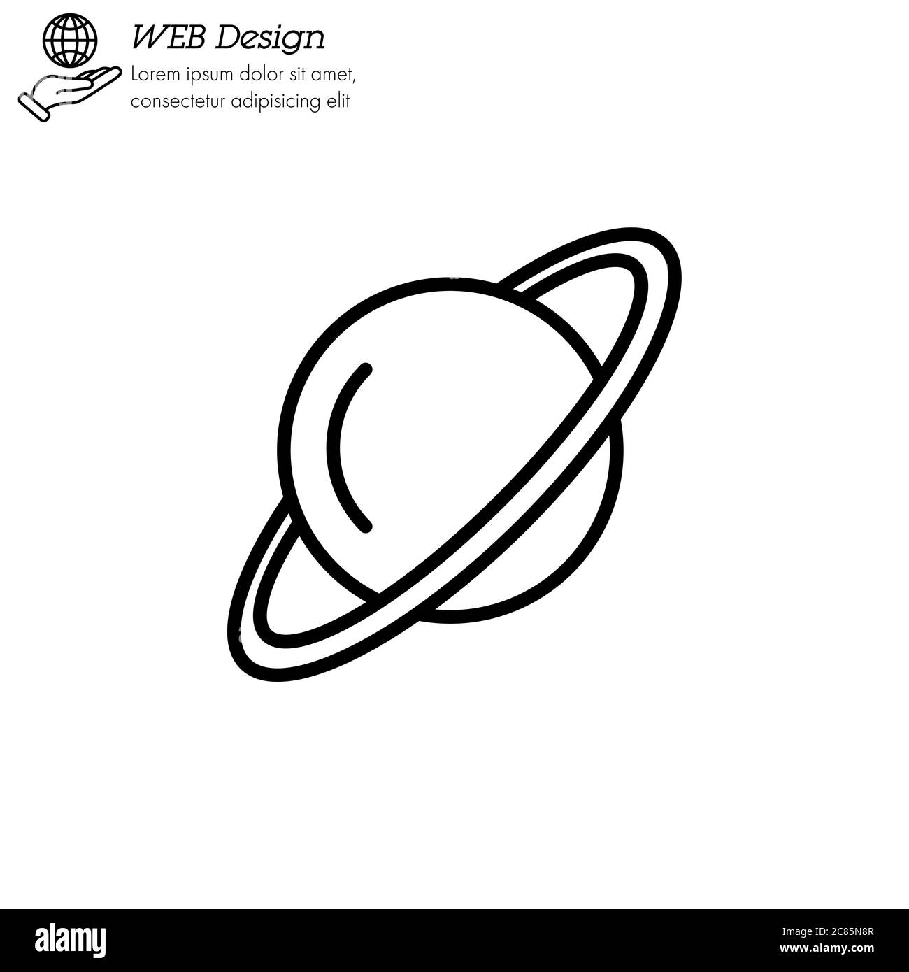 Uranus Planet Symbol dünne Linie, linear, Umriss Vektor. Uranus Planet einfaches Zeichen, Logo. Stock Vektor