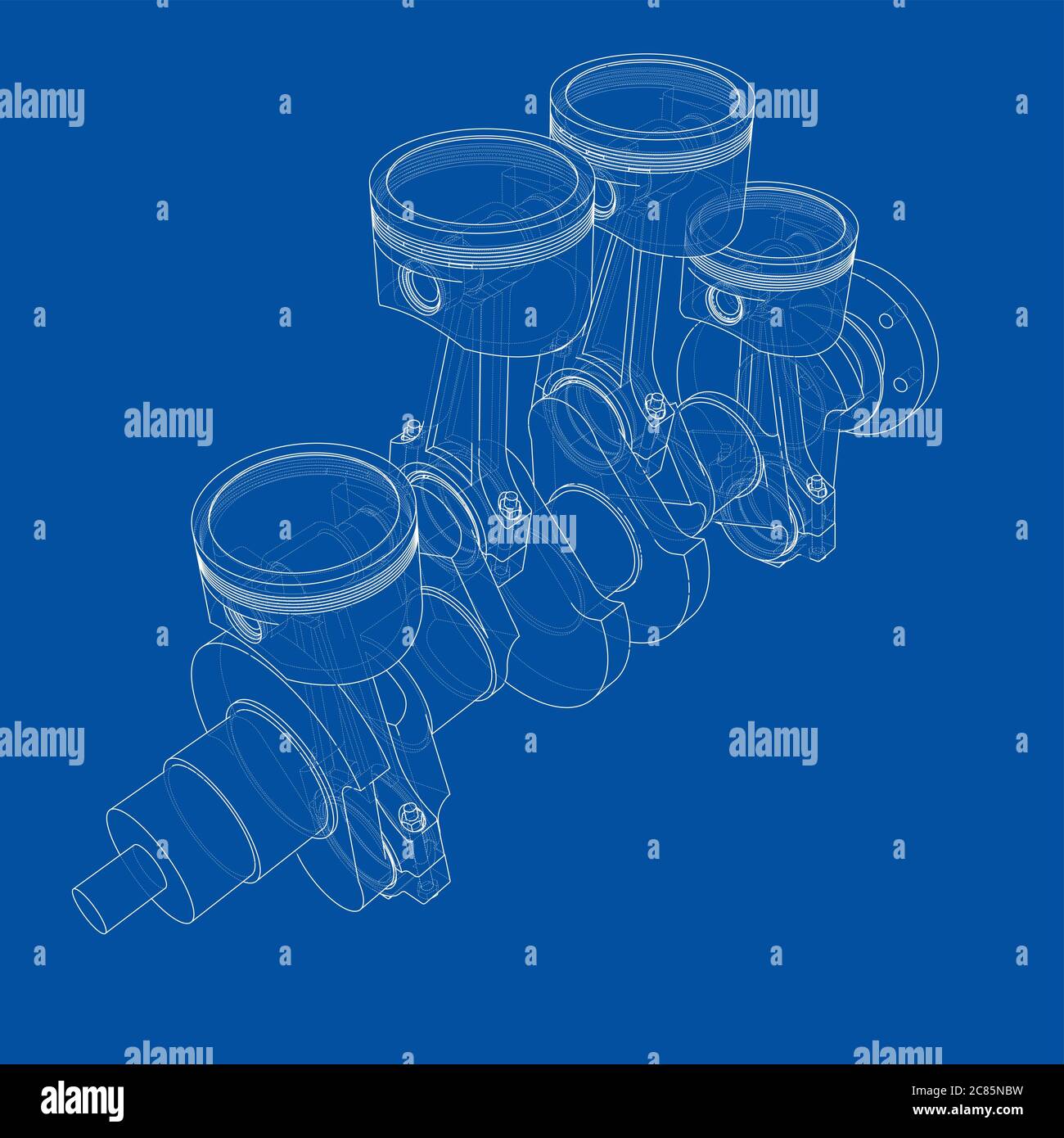 Motorkolben – Übersicht 3d-Illustration Stockfoto