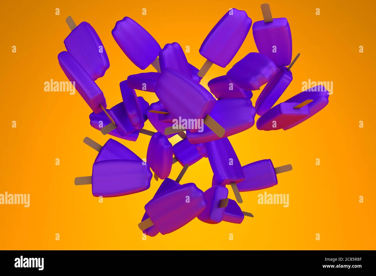 3D gerenderte Illustration von Blueberry Eis auf einem Stock. Stockfoto