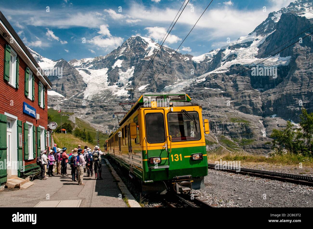 Bahnhof Wengernalp, Berner Oberland, Schweiz Stockfoto