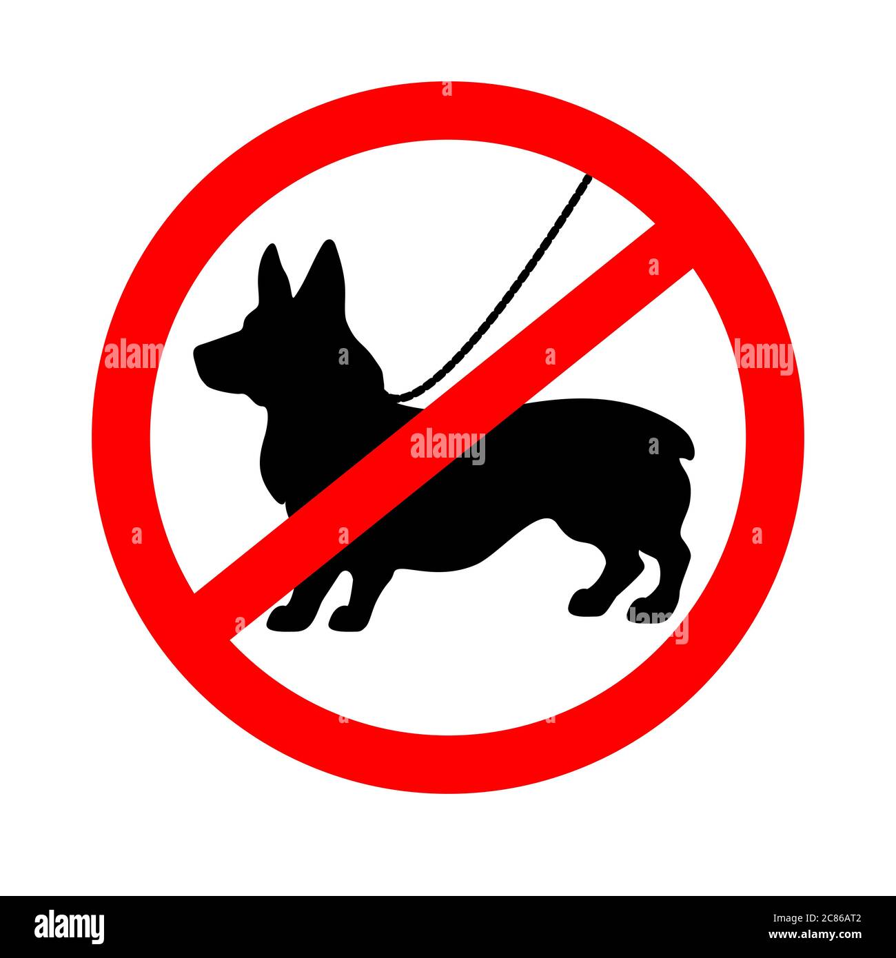 Schild, das den Zutritt mit einem Hund verbietet. Kein Hundeschild. Stock Vektor