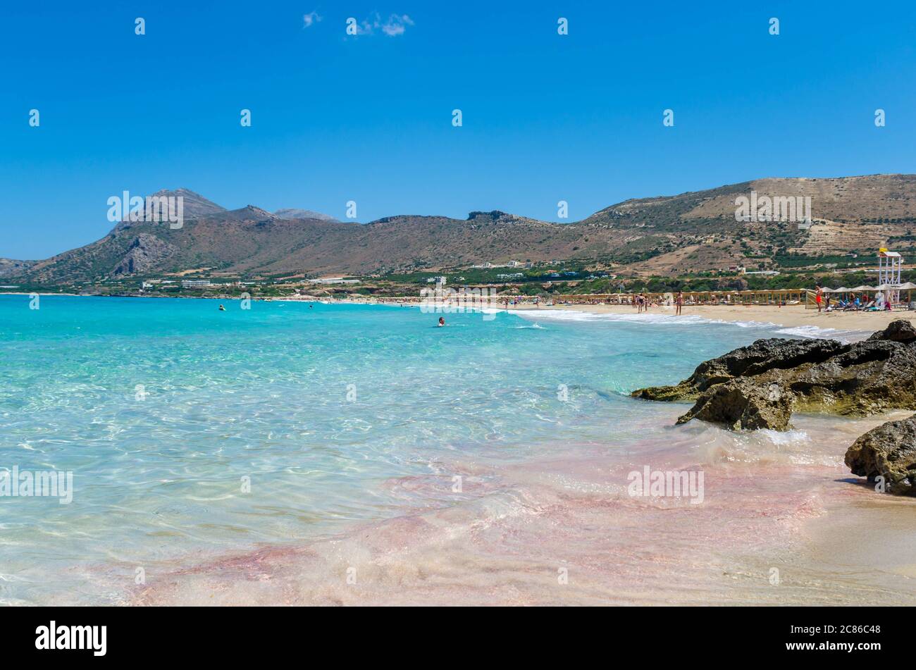 Der Strand Falasarna, einer der berühmtesten Strände Kretas, liegt in der Provinz Kissamos, am nördlichen Rand der Westküste Kretas. Stockfoto