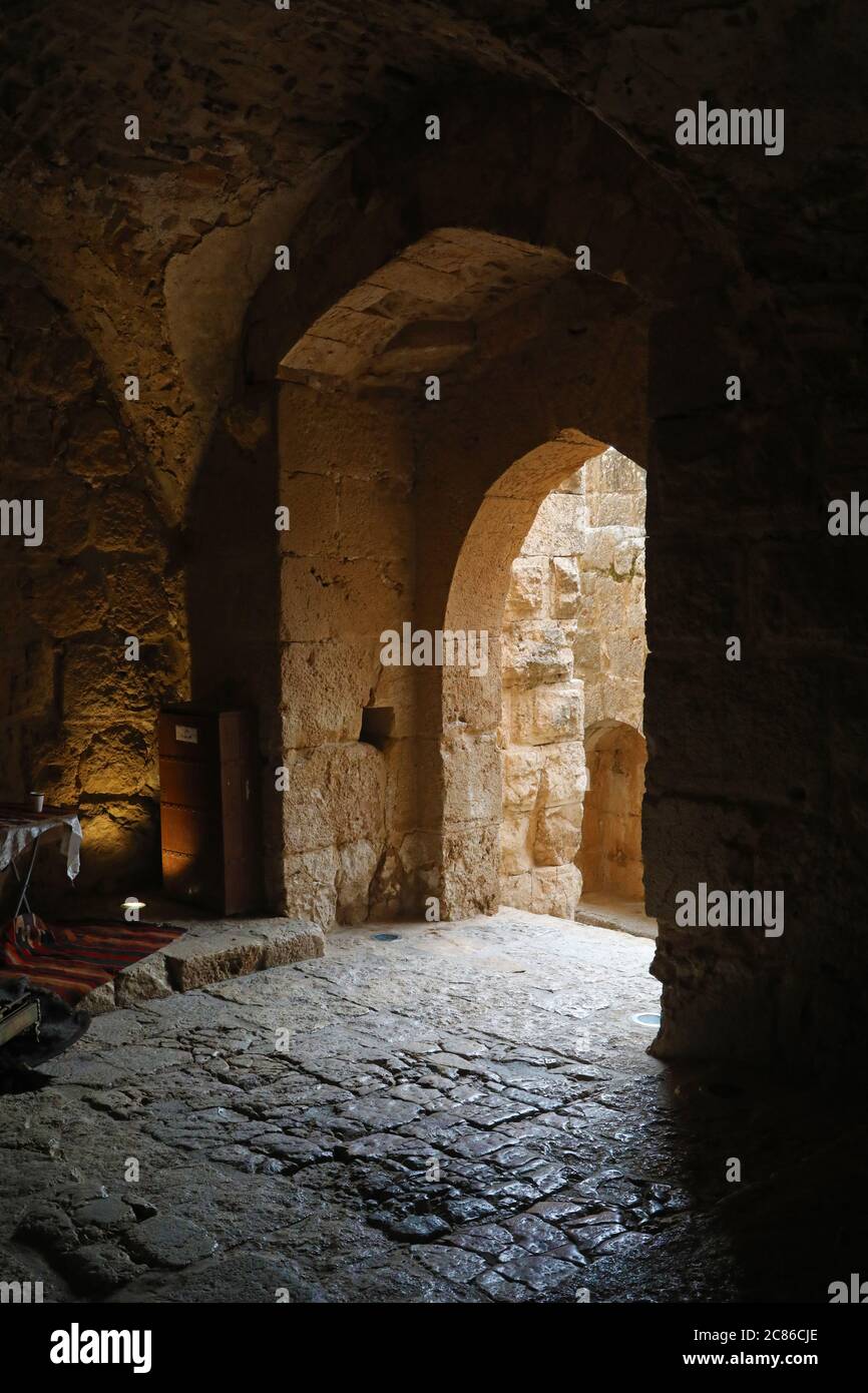Eingang des Schlosses Ajlun, Jordanien Stockfoto