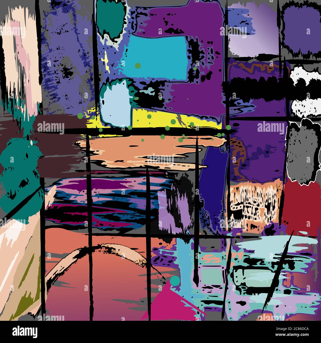 Abstrakte Hintergrunddarstellung, mit Malstrichen und Spritzern Stock Vektor