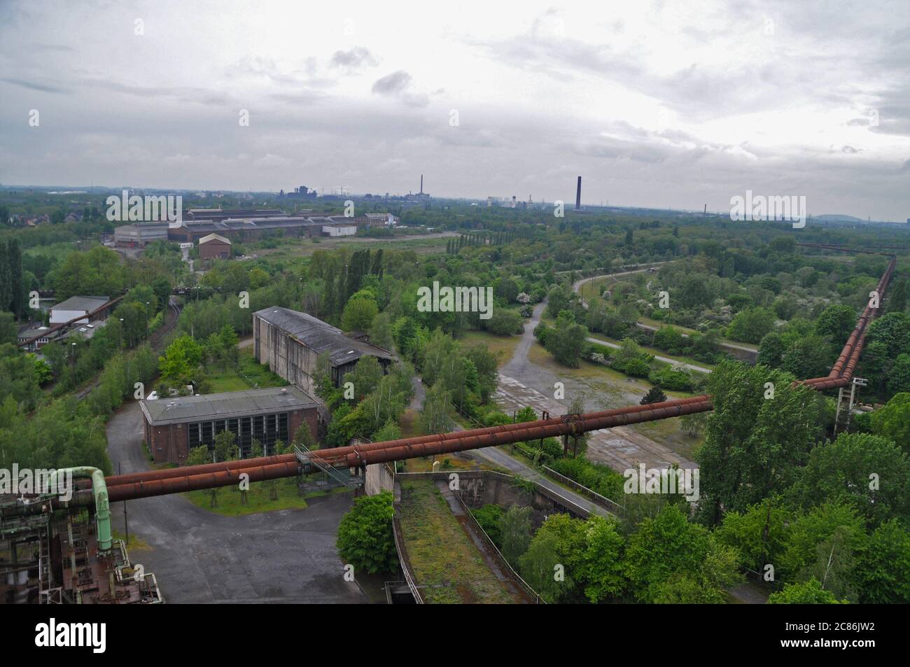 Blick auf die ehemalige Industrie in Duisburg. Stockfoto