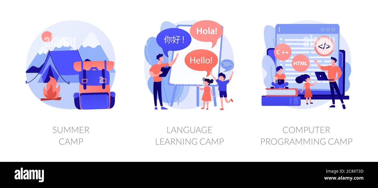 Pädagogische Sommeraktivitäten für Kinder abstrakte Metapher Stock Vektor