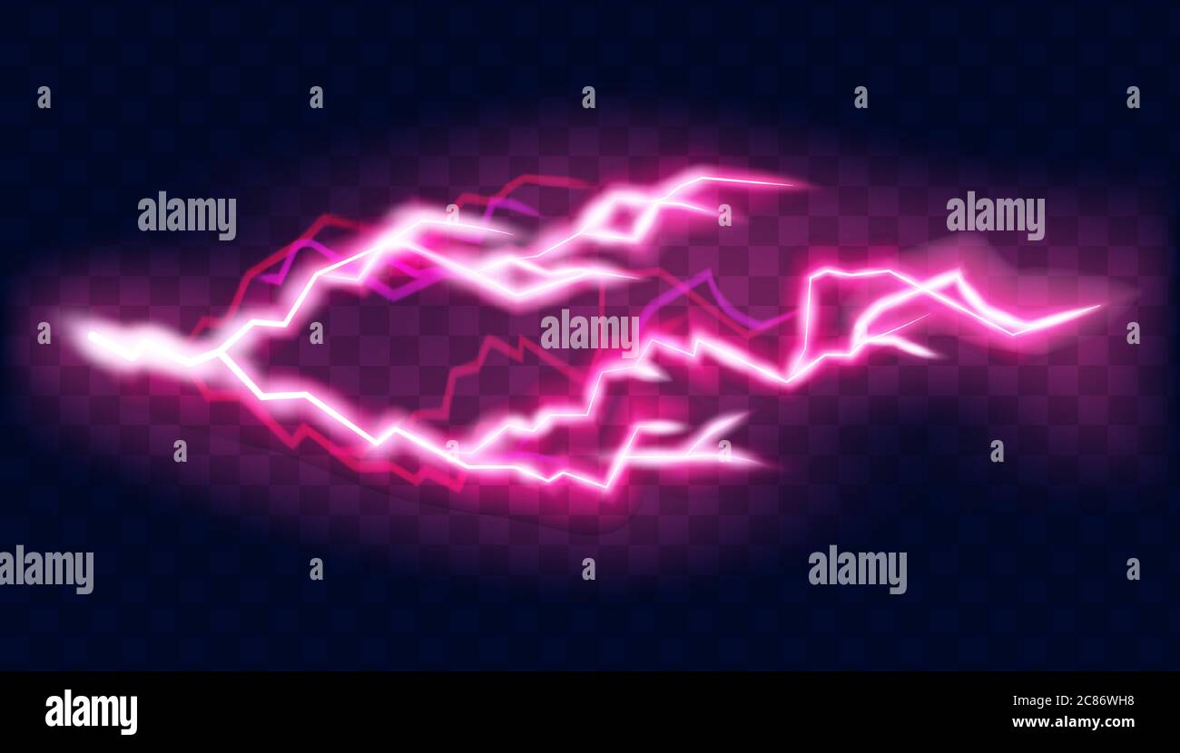 Blitze, isoliert auf transparentem Hintergrund. Gewitter elektrische Schraube, Vektor-Illustration in realistischem Stil Stock Vektor