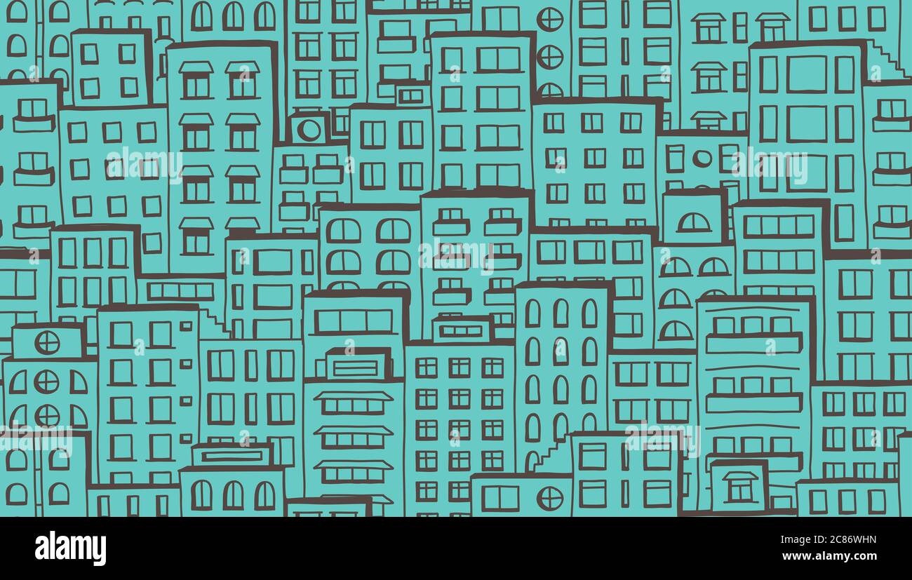 Städtischen Musterdesign Doodle Häuser Stockfoto