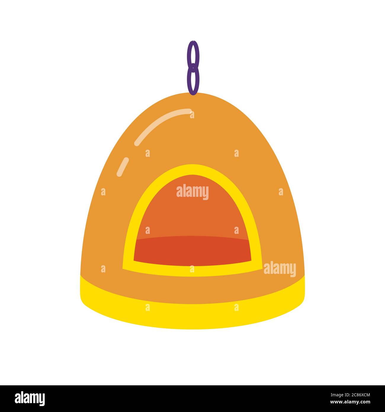 Vogelnest Haus Accessoire Icon in flacher Ausführung für Papagei, kanarienvogel oder andere Vogel im Käfig. Bunte Haustier hängende Hängematte Symbol auf Runde Taste. Stock Vektor