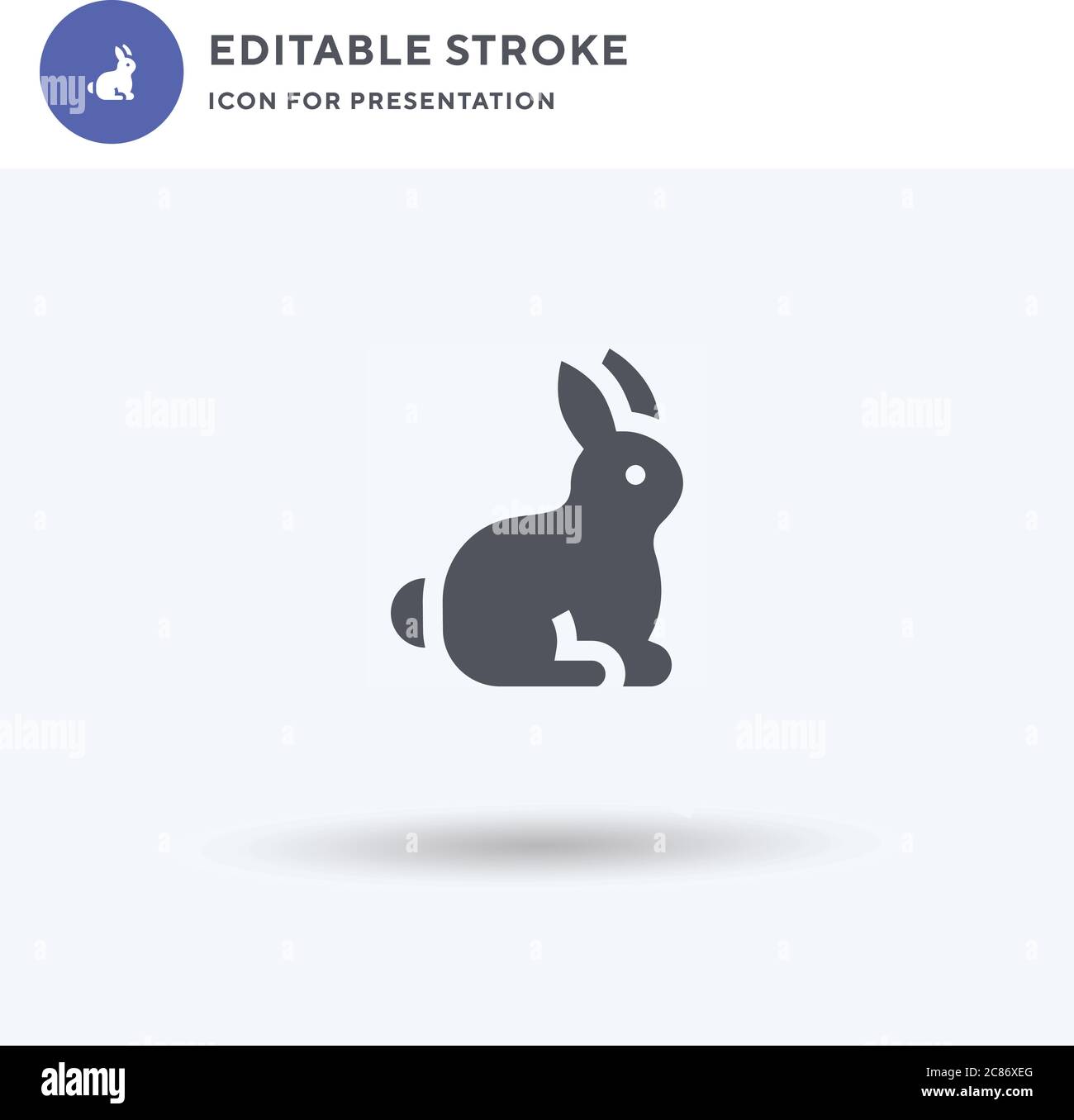 Kaninchen-Symbolvektor, gefülltes flaches Zeichen, solides Piktogramm isoliert auf Weiß, Logo-Illustration. Kaninchen-Symbol für Präsentation. Stock Vektor