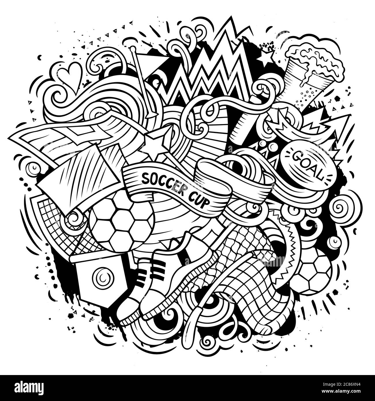 Cartoon Vektor Doodles Fußball Illustration Stock Vektor Cartoon Vektor Doodles Fußball Illustration Stock Vektor