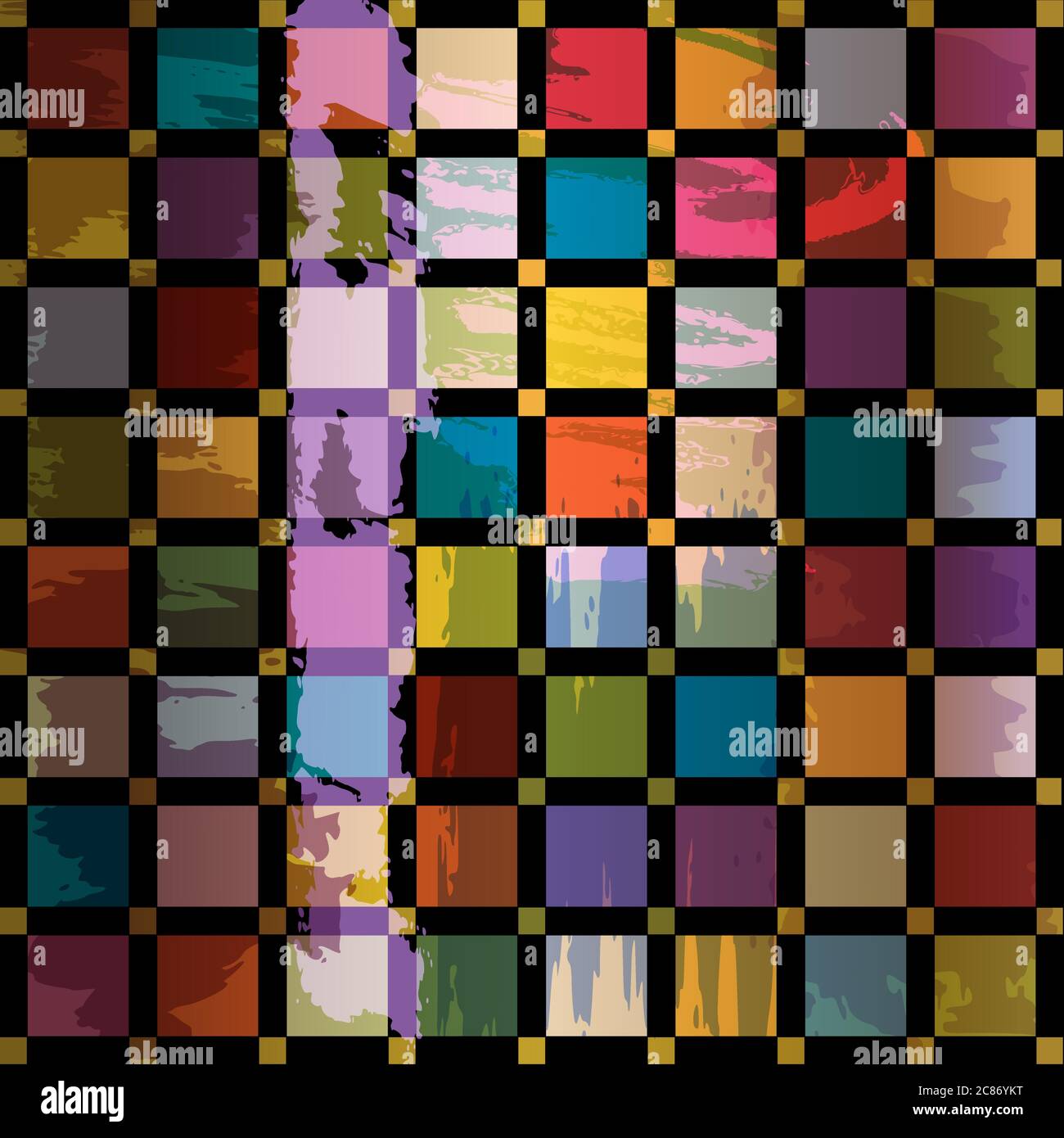 Abstrakter geometrischer Hintergrund, mit Konturen, Spritzern und Quadraten Stock Vektor