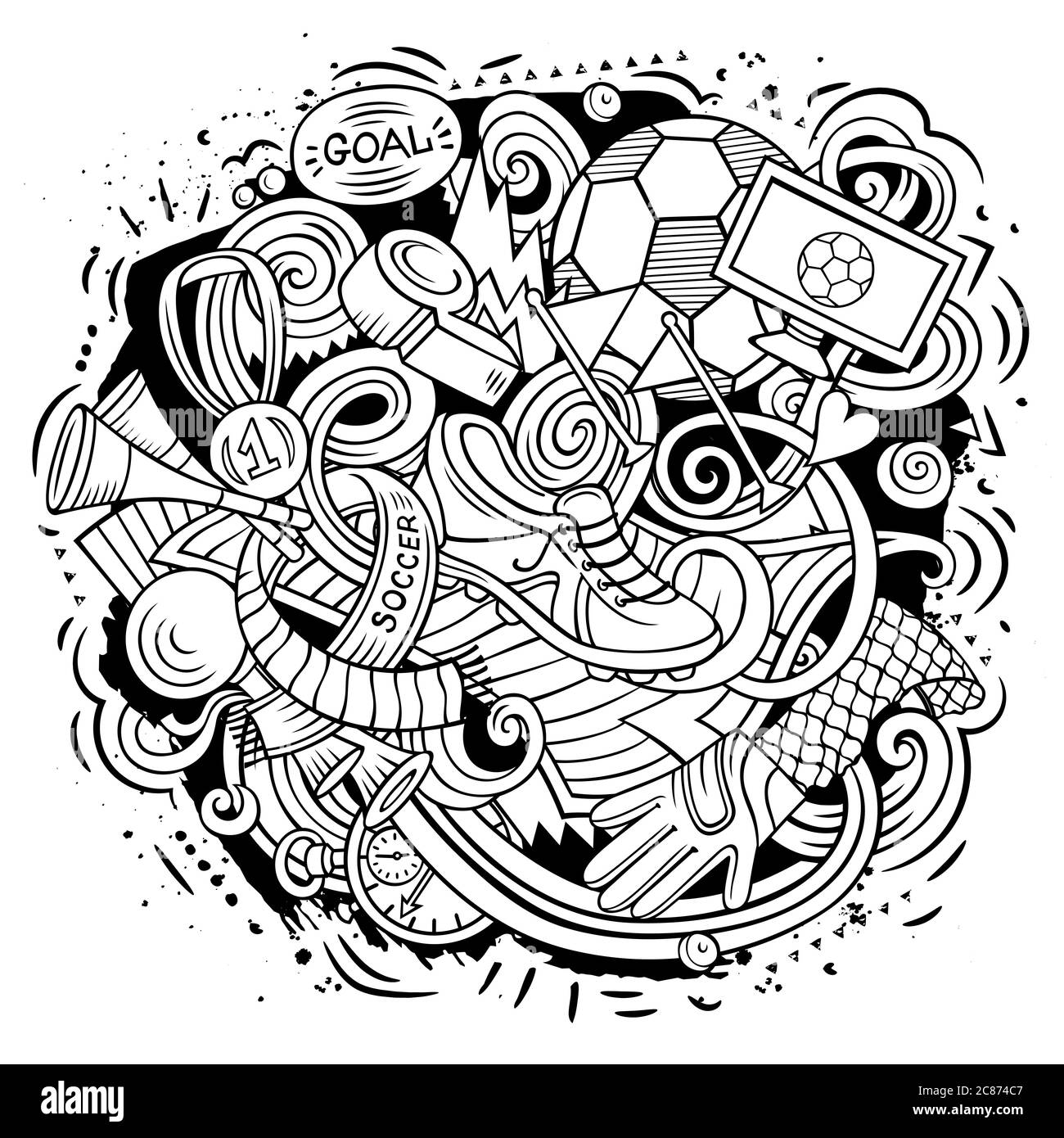 Cartoon Vektor Doodles Fußball Illustration Stock Vektor Cartoon Vektor Doodles Fußball Illustration Stock Vektor