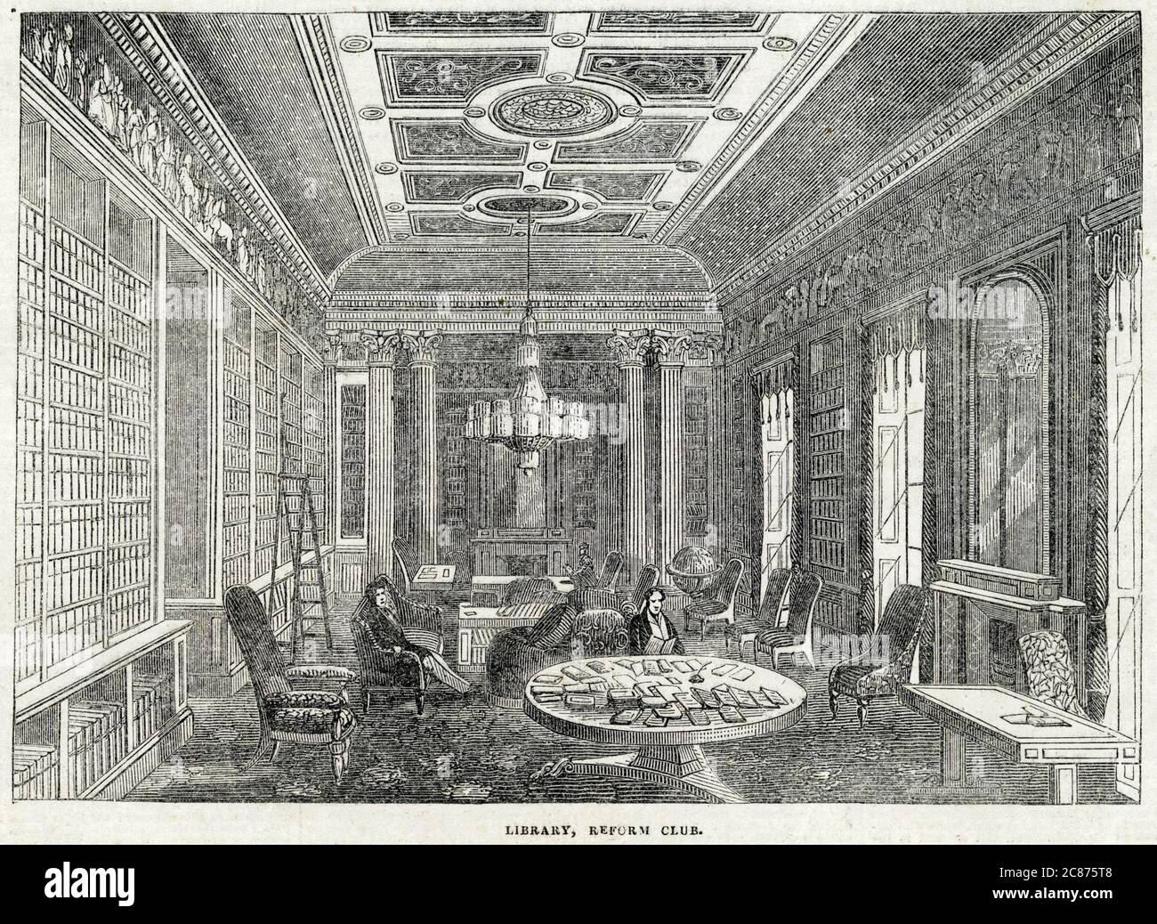 Reformclub, Bibliothek 1846 Stockfoto