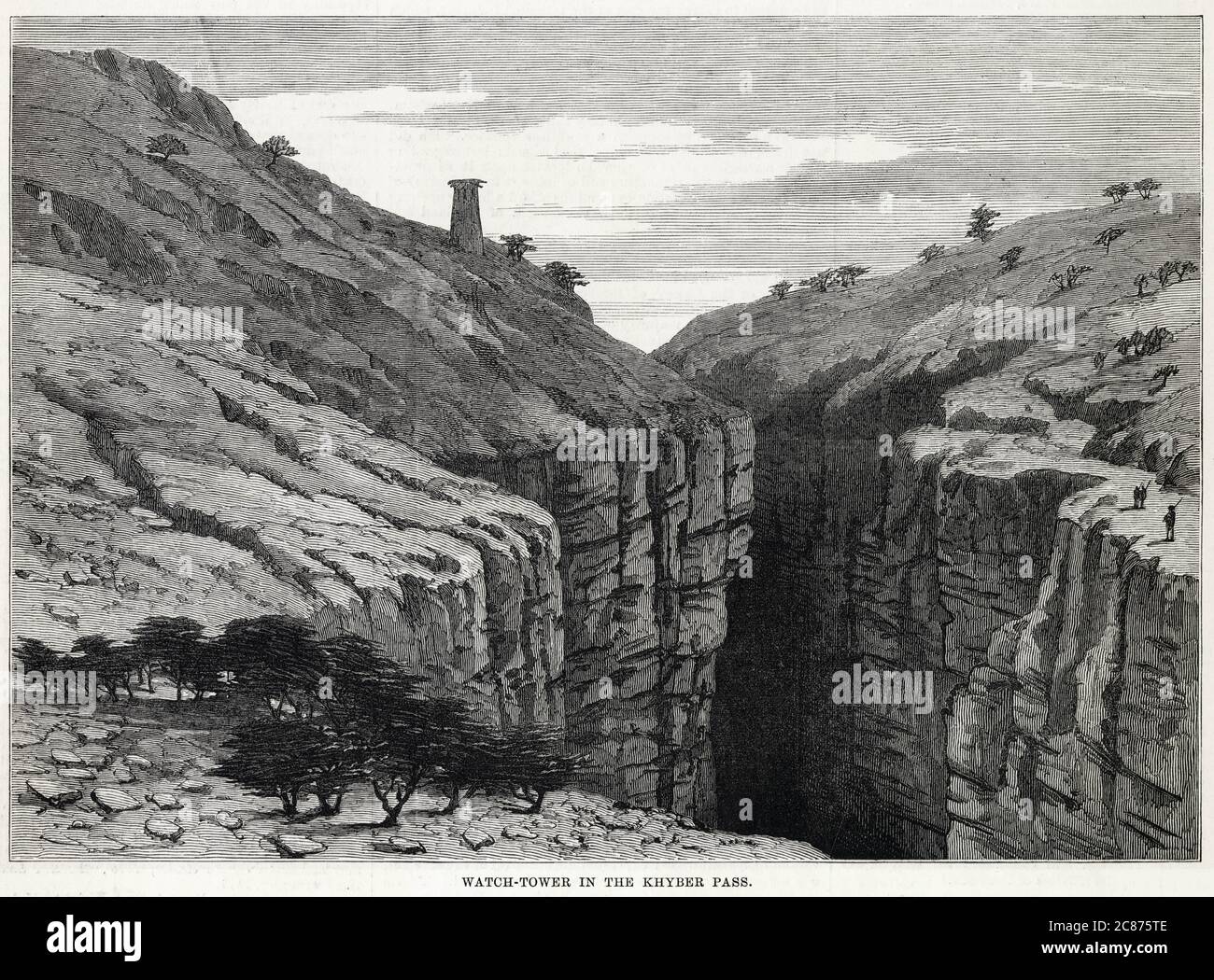 Ein Wachturm im Khyber-Pass. Stockfoto