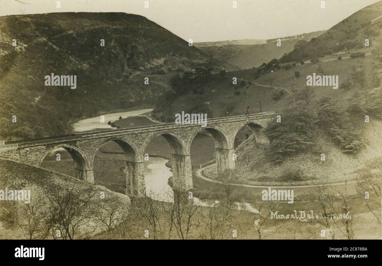 Headstone Railway Viaduct - (erbaut von der Derby to Manchester Railway), Monsal Dale, Buxton, Bakewell, Derbyshire, England. Stockfoto